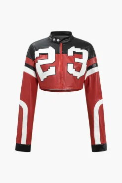 MICAS Outerwear|Outerwear-Faux Leather Crop Jacket RED