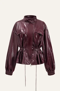 MICAS Outerwear|Outerwear-Faux Leather Drawstring Pocket Jacket
