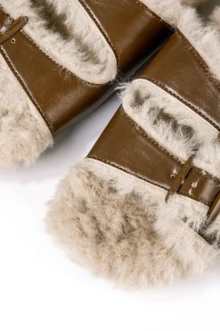 MICAS Shoes|Shoes-Faux Leather Faux Fur Slippers BROWN