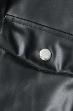 MICAS Cargo Pants|Pants-Faux Leather Flap Pocket Straight Leg Cargo Pants BLACK