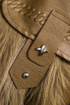 MICAS Outerwear|Outerwear-Faux Leather Fur Patchwork Coat