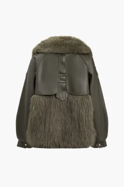 MICAS Outerwear|Outerwear-Faux Leather Fur Patchwork Coat