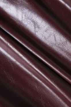 MICAS Skirts-Faux Leather High Waist Split Skirt BURGUNDY