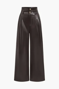 MICAS Pants-Faux Leather High Waist Trousers