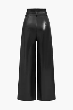 MICAS Pants-Faux Leather High Waist Trousers