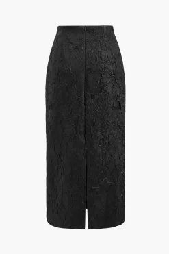 MICAS Skirts-Faux Leather High Waist Zipper Skirt