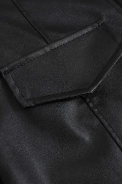 MICAS Shorts-Faux Leather High Waist Zipper Pocket Shorts BLACK