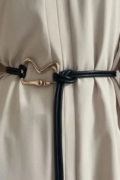 MICAS Accessories-Faux Leather Knot Design Belt BLACK