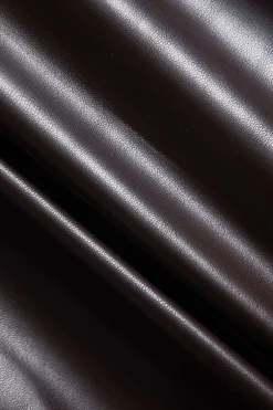 MICAS Midi Dresses-Faux Leather Low Back Slit Midi Dress BROWN