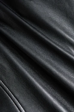 MICAS Outerwear|Outerwear-Faux Leather Metallic Button Jacket