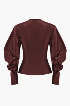 MICAS Outerwear|Outerwear-Faux Leather Metallic Button Jacket