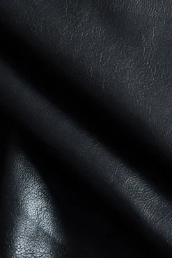 MICAS Skirts-Faux Leather Patchwork Fur Skirt BLACK