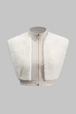 MICAS Skirt Sets-Faux Leather Patchwork Fur Skirt Set