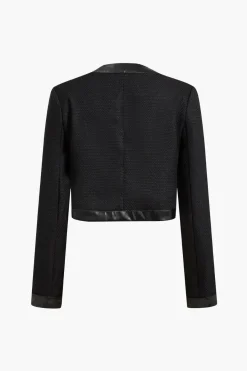 MICAS Outerwear|Outerwear-Faux Leather Patchwork Jacket BLACK