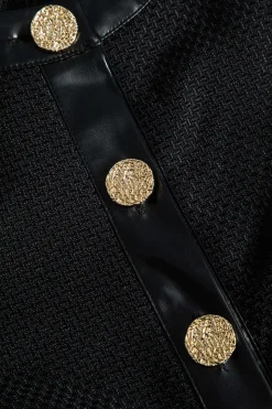 MICAS Outerwear|Outerwear-Faux Leather Patchwork Jacket BLACK