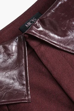 MICAS Skirts-Faux Leather Patchwork Mini Skirt BURGUNDY