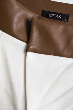 MICAS Pants-Faux Leather Patchwork Trousers