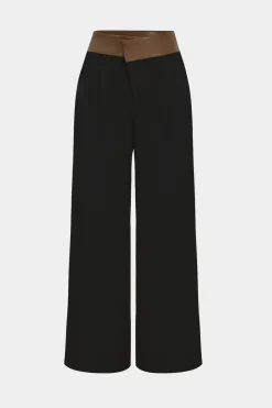 MICAS Pants-Faux Leather Patchwork Trousers