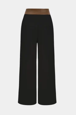 MICAS Pants-Faux Leather Patchwork Trousers