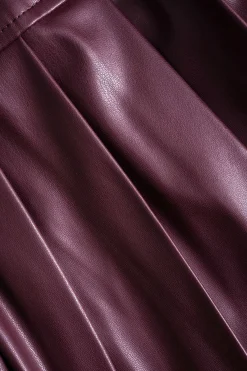 MICAS Skirts-Faux Leather Pleated Skirt BURGUNDY