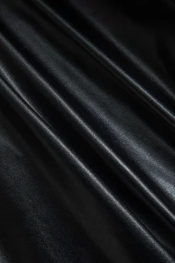 MICAS Pants-Faux Leather Pocket Wide Leg Trousers BLACK