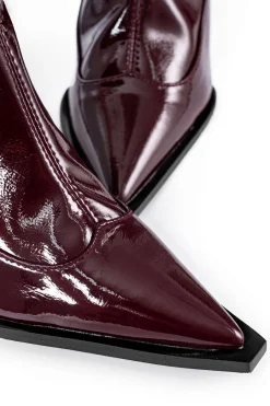 MICAS Shoes|Boots-Faux Leather Pointed Knee High Boots BURGUNDY