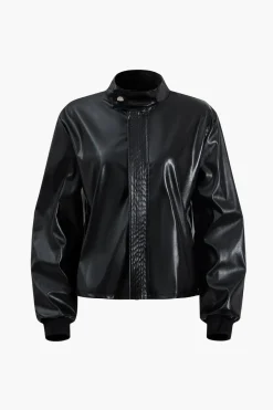 MICAS Skirt Sets-Faux Leather Ruched Detail Skirt Set BLACK