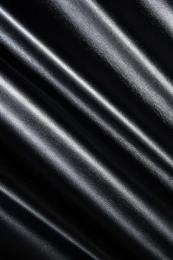 MICAS Skirt Sets-Faux Leather Ruched Detail Skirt Set BLACK