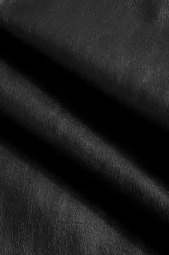 MICAS Skirts-Faux Leather Ruched Skirt BLACK