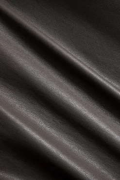 MICAS Skirts-Faux Leather Ruched Skirt COFFEE