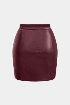 MICAS Skirts-Faux Leather Ruched Skirt