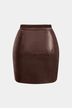 MICAS Skirts-Faux Leather Ruched Skirt