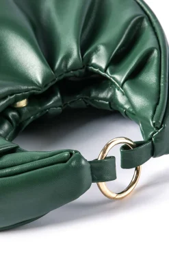 MICAS Bags|Accessories-Faux Leather Ruched Tote Bag DARK GREEN