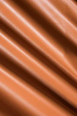 MICAS Mini Dresses|Long Sleeve Dresses-Faux Leather Ruched V-Neck Long Sleeve Mini Dress ORANGE