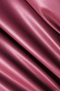 MICAS Mini Dresses-Faux Leather Ruched V-Neck Asymmetrical Mini Dress