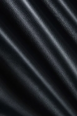 MICAS Skirts-Faux Leather Ruffle Mini Skirt BLACK