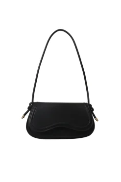 MICAS Bags|Accessories-Faux Leather Shoulder Bag BLACK