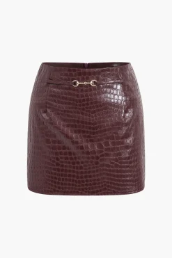 MICAS Skirts-Faux Leather Skirt BURGUNDY