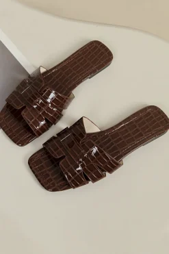 MICAS Shoes|Shoes-Faux Leather Stone Texture Flat Sandals