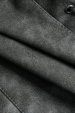 MICAS Outerwear|Outerwear-Faux Leather Tie Front Crossed Button Jacket