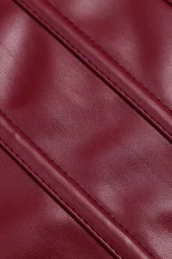 MICAS Lingerie & Sleepwear-Faux Leather Tie-Up Ribbon Shapewear BURGUNDY