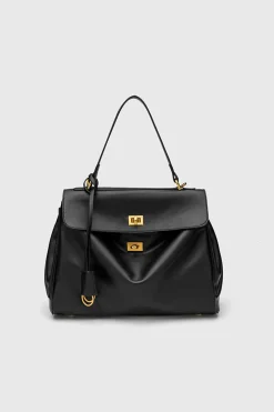 MICAS Bags|Accessories-Faux Leather Tote Bag BLACK