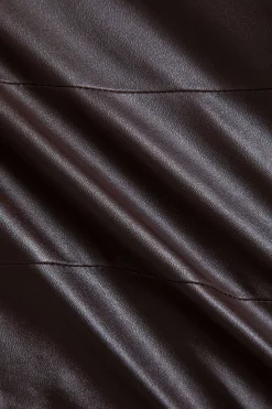 MICAS Shorts-Faux Leather Zipper Skort BROWN