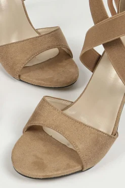 MICAS Shoes|Shoes-Faux Suede Crossed Tie-Up Heels KHAKI
