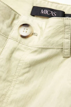 MICAS Pants-Flap Pocket Belted Ruched Straight Leg Pants IVORY