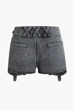 MICAS Shorts|Cargo Pants-Flap Pocket Cargo Denim Shorts