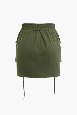 MICAS Skirts-Flap Pocket Cargo Mini Skirt MILITARY