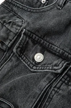 MICAS Skirts-Flap Pocket Denim Skirt BLACK