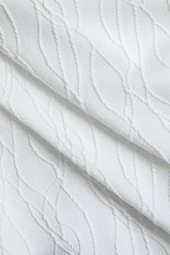 MICAS Long Sleeve Tops|Long Sleeves Tops-Flared Cuff Textured Long Sleeve Crop Top WHITE