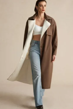 MICAS Outerwear|Outerwear-Fleece Button Patchwork Coat COFFEE